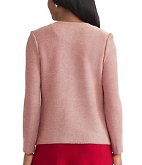 MISOOK Lurex Knit Round Neck Long Sleeve Ring Trim Jacket