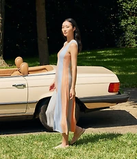MISOOK Lurex Knit Stripe Scoop Neck Sleeveless Maxi Dress