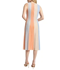 MISOOK Lurex Knit Stripe Scoop Neck Sleeveless Maxi Dress