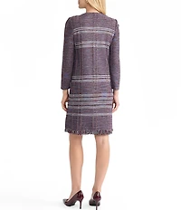 MISOOK Melange Knit Round Neck Long Sleeve Fringe Trim Jacket