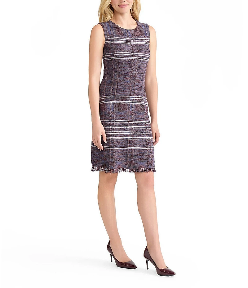 MISOOK Melange Knit Round Neck Sleeveless Sheath Dress