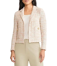 MISOOK Melange Tweed Knit Notch Lapel Long Sleeve Jacket
