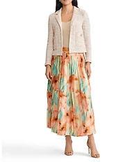 MISOOK Melange Tweed Knit Notch Lapel Long Sleeve Jacket