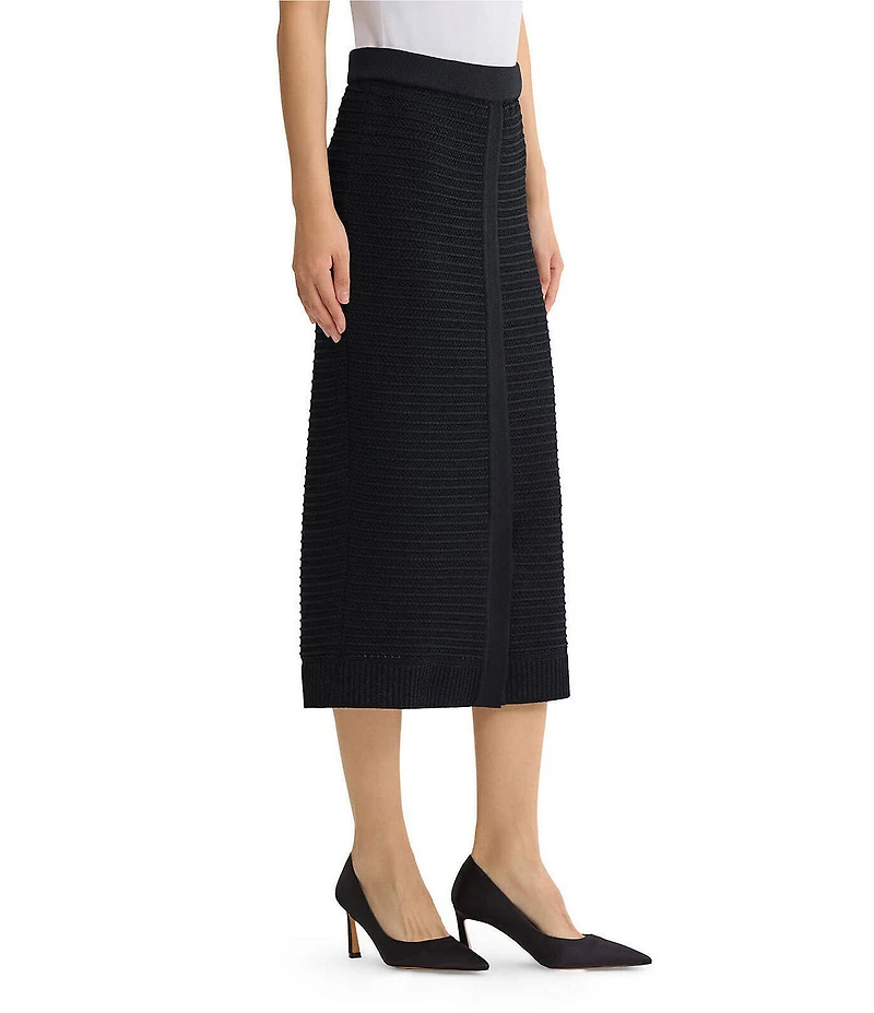 MISOOK Monochromatic Ottoman Knit No-Roll Elastic A-Line Pull-On Coordinating Midi Skirt