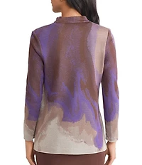 MISOOK Multi Pattern Jacquard Knit Funnel Neck Long Sleeve Jacket