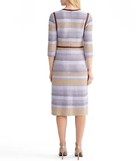 MISOOK Multi-Stitch Knit Crew Neck 3/4 Sleeve Sheath Dress