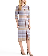 MISOOK Multi-Stitch Knit Crew Neck 3/4 Sleeve Sheath Dress