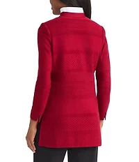 MISOOK Multi-Stitch Tonal Knit Mandarin Collar Long Sleeve Jacket