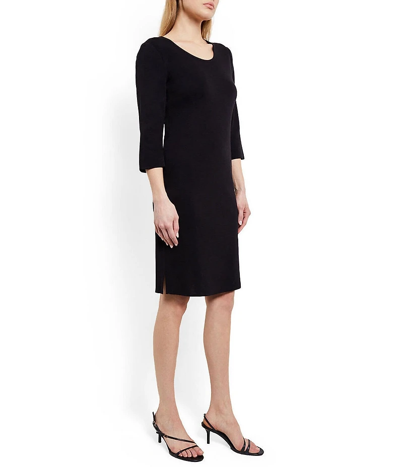 MISOOK Mylana Knit Scoop Neck 3/4 Sleeve Sheath Dress