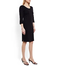 MISOOK Mylana Knit Scoop Neck 3/4 Sleeve Sheath Dress