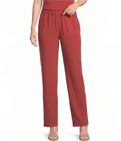 MISOOK Nora Crepe De Chine Elastic Waist Straight Leg Pants