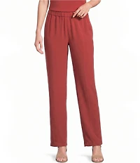 MISOOK Nora Crepe De Chine Elastic Waist Straight Leg Pants