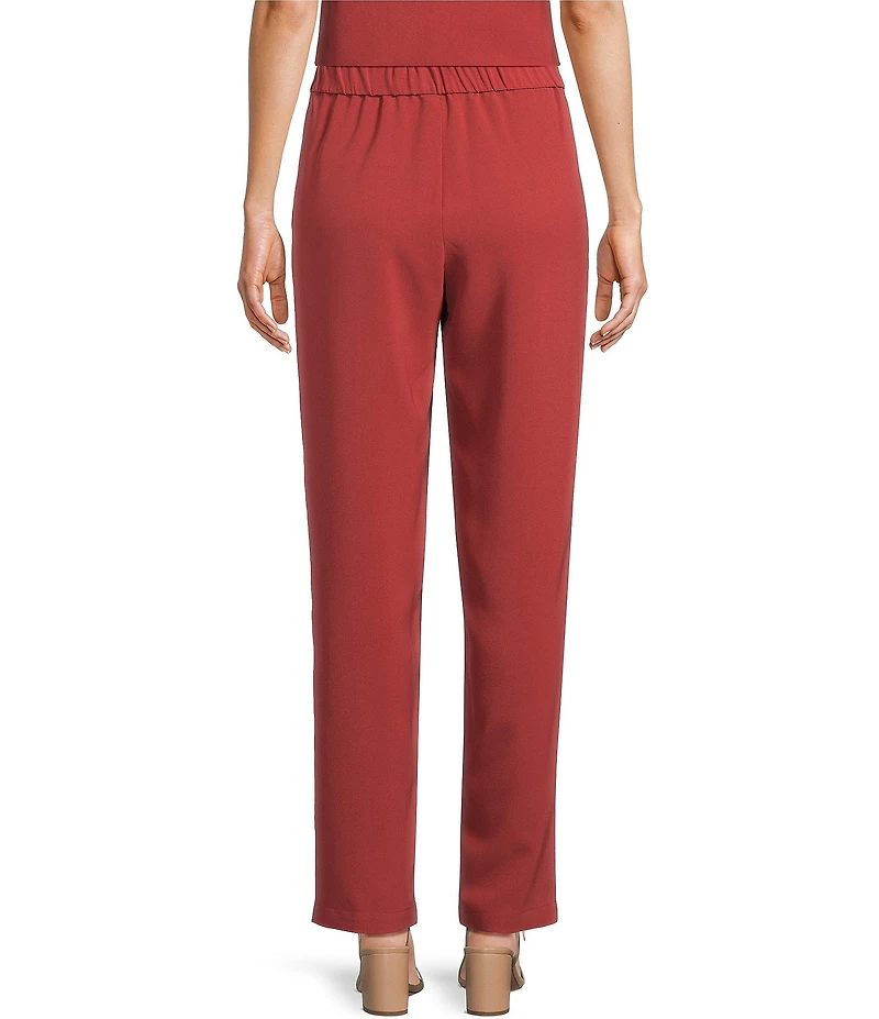 MISOOK Nora Crepe De Chine Elastic Waist Straight Leg Pants