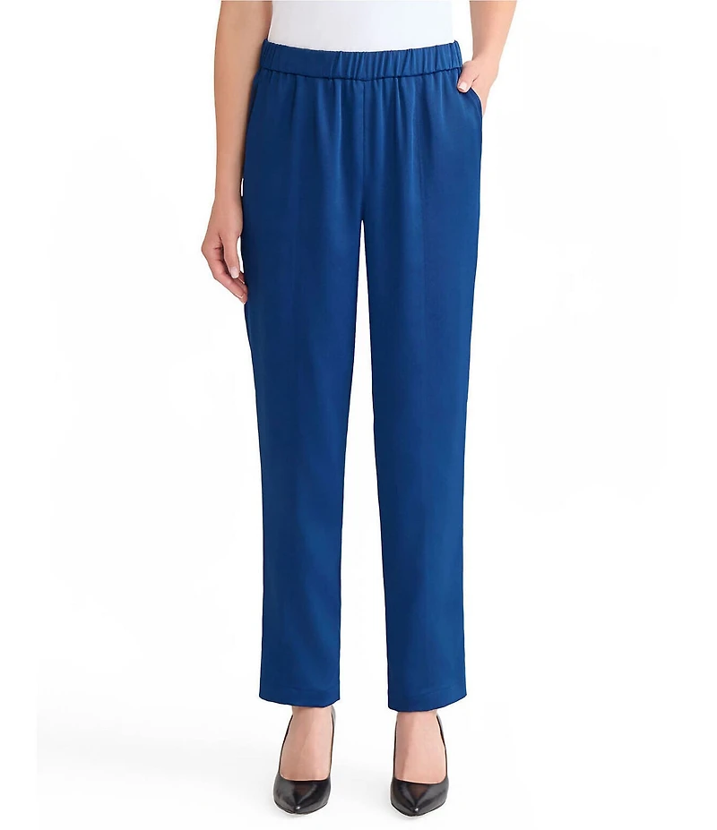 MISOOK Nora Crepe De Chine Elastic Waist Straight Leg Pants