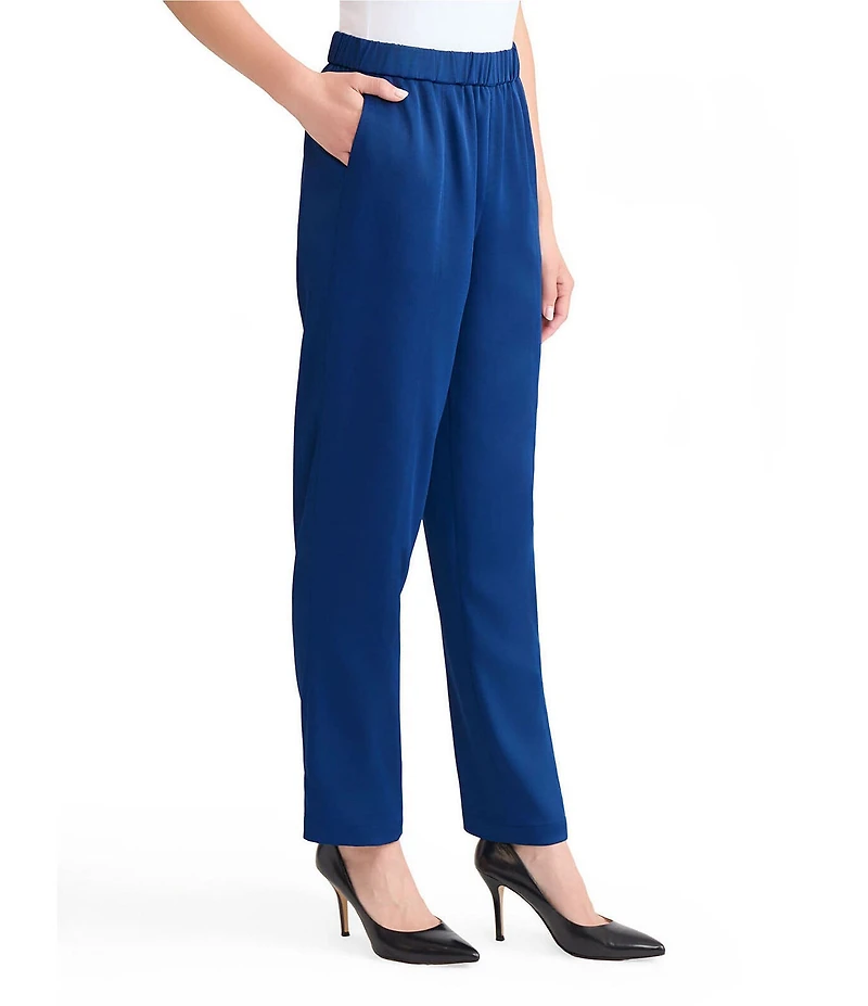 MISOOK Nora Crepe De Chine Elastic Waist Straight Leg Pants