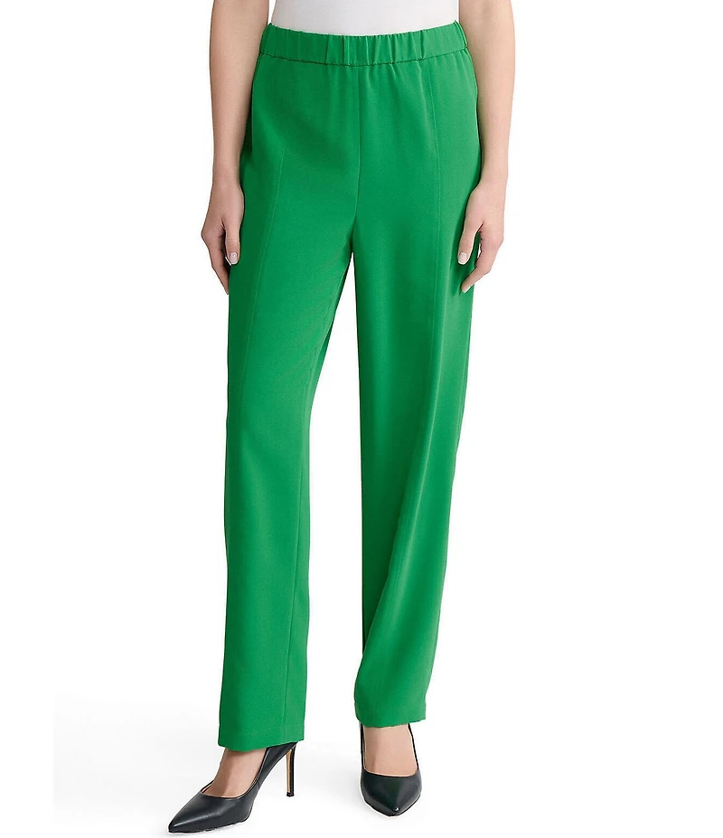 MISOOK Nora Crepe De Chine Elastic Waist Straight Leg Pants