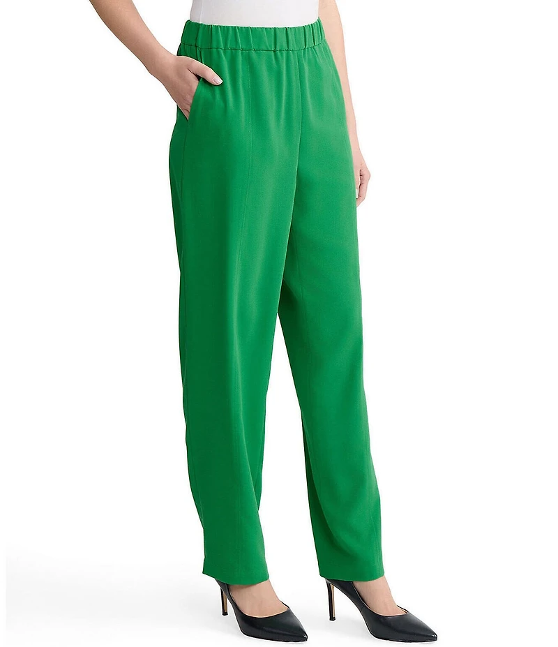 MISOOK Nora Crepe De Chine Elastic Waist Straight Leg Pants