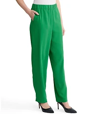 MISOOK Nora Crepe De Chine Elastic Waist Straight Leg Pants