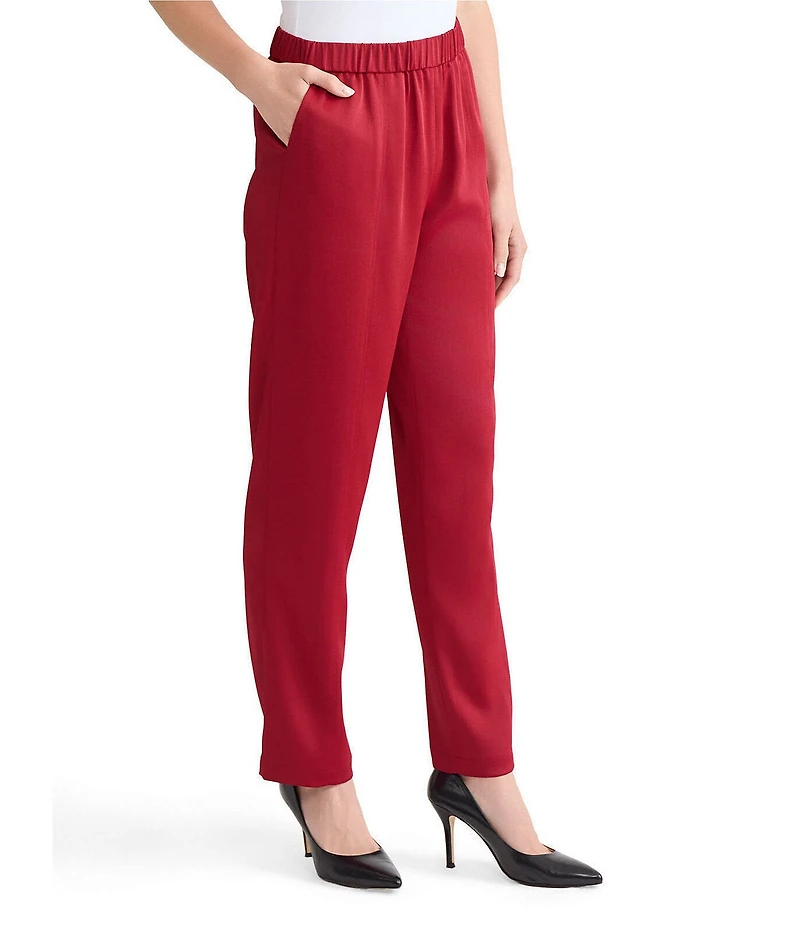 MISOOK Nora Crepe De Chine Elastic Waist Straight Leg Pants