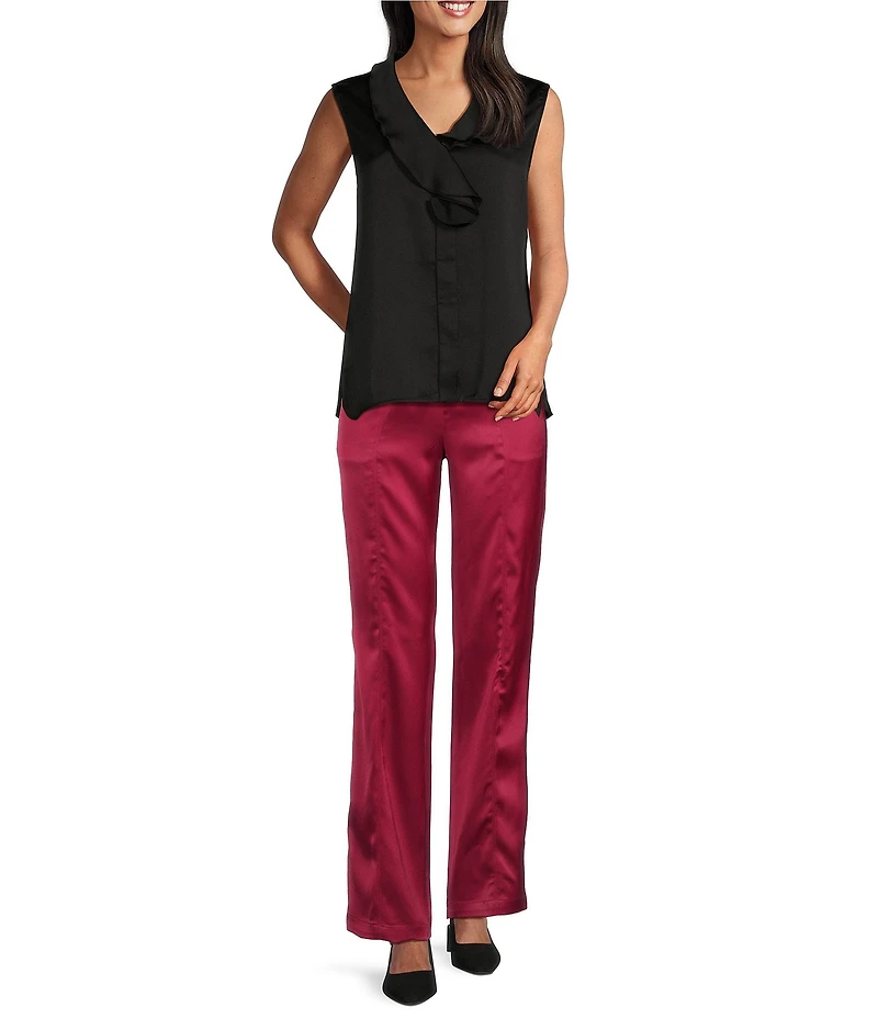 MISOOK Nora Crepe De Chine Elastic Waist Straight Leg Pants