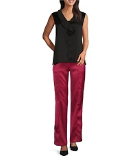 MISOOK Nora Crepe De Chine Elastic Waist Straight Leg Pants