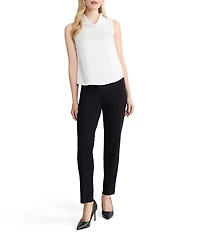 MISOOK Pearlescence Crepe de Chine Draped Turtleneck Sleeveless Blouse