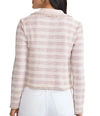 MISOOK Plaid Finger Trim Knit Notch Lapel Long Sleeve Jacket