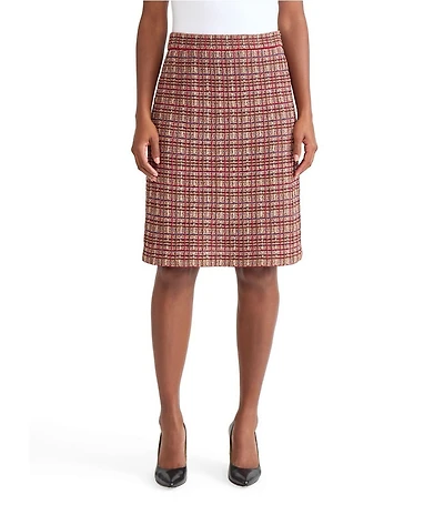 MISOOK Plaid Multi-Stitch Knit Pull-On Skirt
