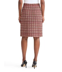 MISOOK Plaid Multi-Stitch Knit Pull-On Skirt