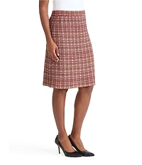 MISOOK Plaid Multi-Stitch Knit Pull-On Skirt