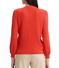 MISOOK Pointelle Ribbed Soft Knit V-Neck Long Sleeve Cardigan