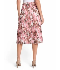 MISOOK Printed Crepe De Chine Pull-On Midi Skirt