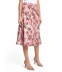 MISOOK Printed Crepe De Chine Pull-On Midi Skirt