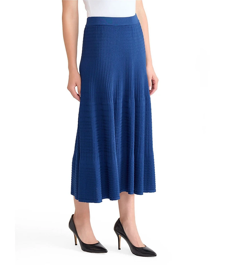 MISOOK Ribbed Knit Flare Midi Skirt