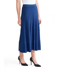 MISOOK Ribbed Knit Flare Midi Skirt