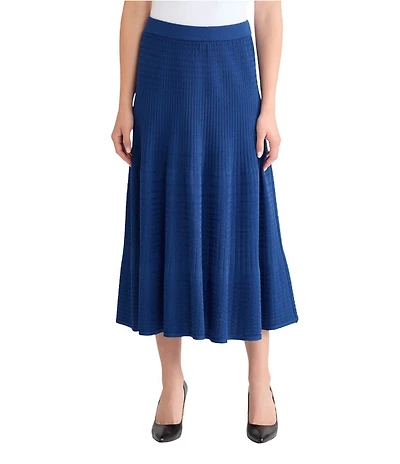 MISOOK Ribbed Knit Flare Midi Skirt