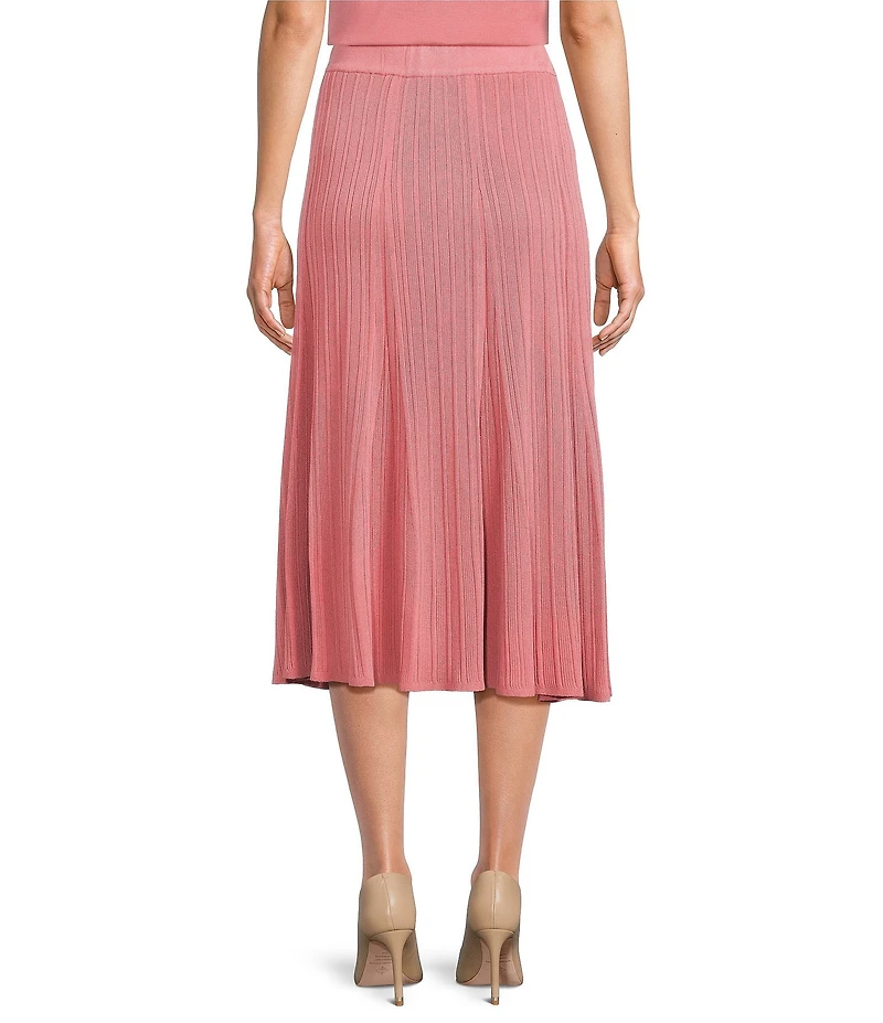 MISOOK Ribbed Knit Flared Pull-On Midi Skirt