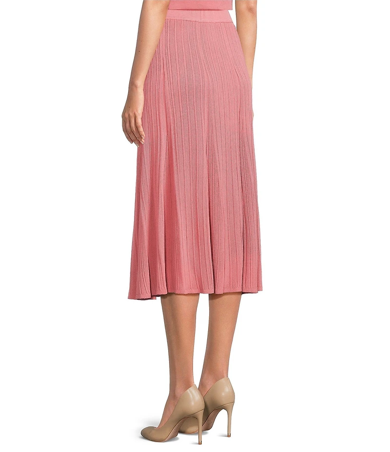 MISOOK Ribbed Knit Flared Pull-On Midi Skirt