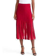 MISOOK Sheer Panel Soft Knit A-Line Midi Skirt