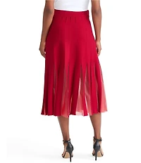 MISOOK Sheer Panel Soft Knit A-Line Midi Skirt