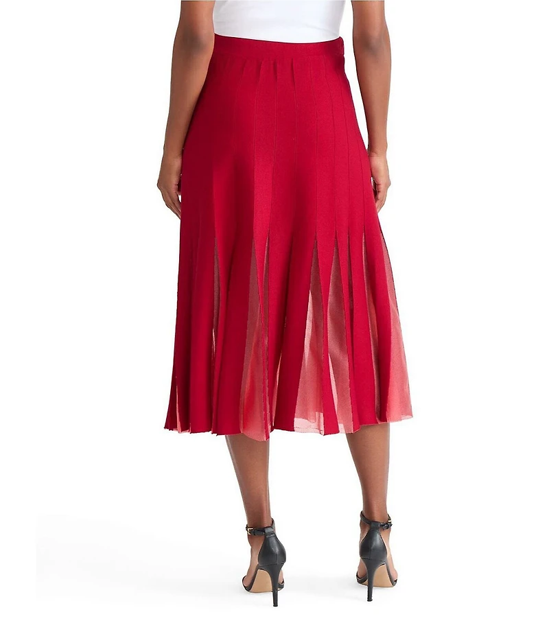 MISOOK Sheer Panel Soft Knit A-Line Midi Skirt