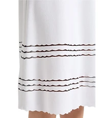 MISOOK Soft Knit Round Neck Cap Sleeve Scallop Trim A-Line Midi Dress