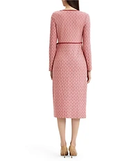 MISOOK Soft Knit Scoop Neck Long Sleeve Faux Wrap Sheath Dress
