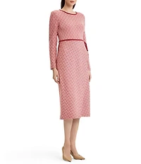 MISOOK Soft Knit Scoop Neck Long Sleeve Faux Wrap Sheath Dress