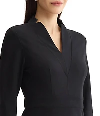 MISOOK Soft Luxe Sleek Stretch Ponte V-Neck 3/4 Sleeve Sheath Dress