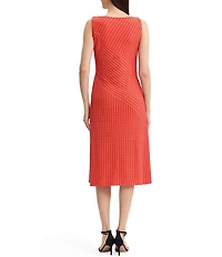 MISOOK Striped Soft Knit Round Neck Sleeveless Midi Dress
