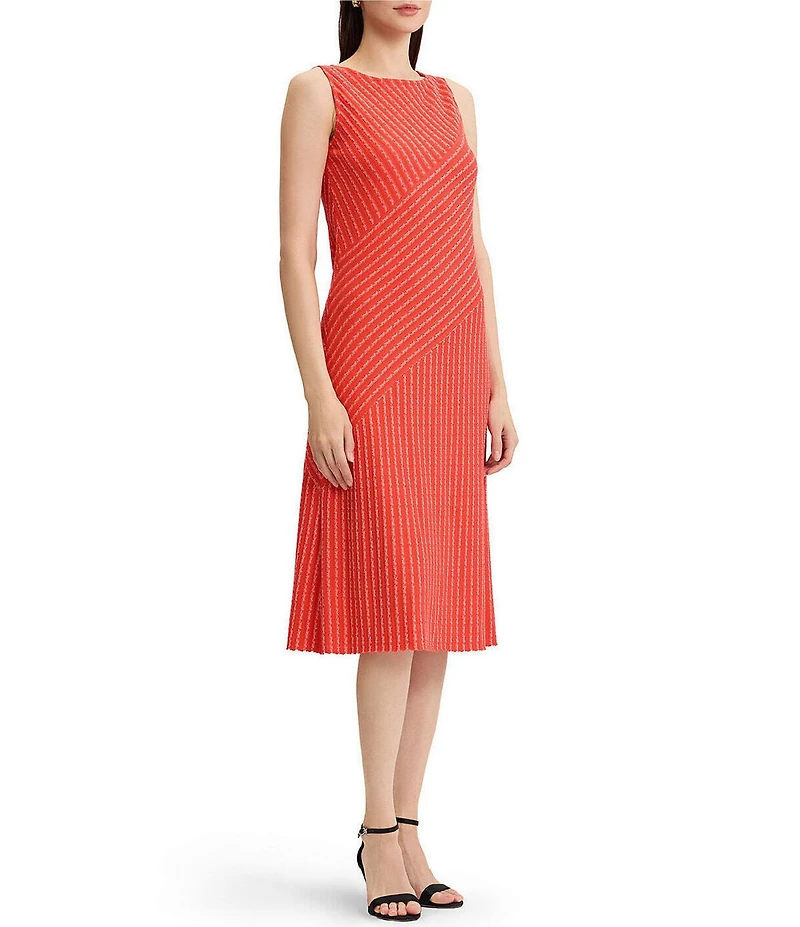 MISOOK Striped Soft Knit Round Neck Sleeveless Midi Dress