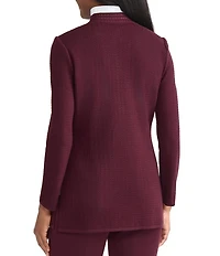 MISOOK Tailored Crochet Knit Chain Trim Mandarin Collar Long Sleeve Jacket