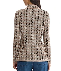 MISOOK Tailored Houndstooth Tweed Knit Wrinkle-Resistant Button-Front Jacket