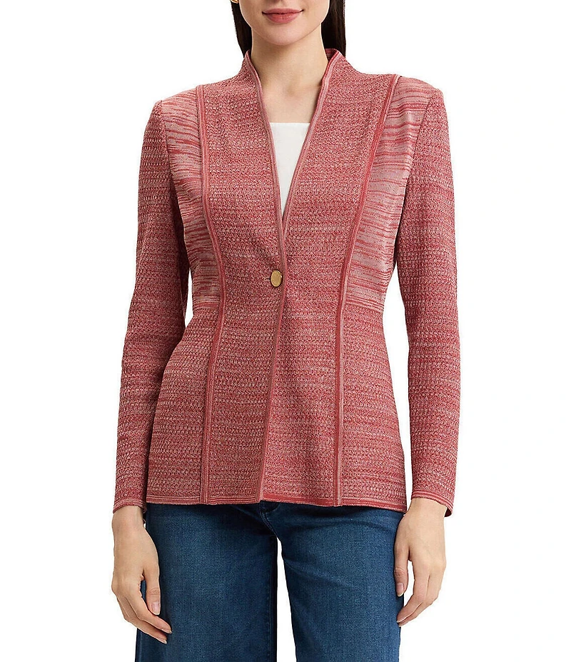 MISOOK Tailored Melange Knit Long Sleeve One Button-Front Jacket